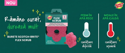 Burete de curatat vase, 3M, Scotch-Brite, Flex Scrub, roz, antizgarieturi